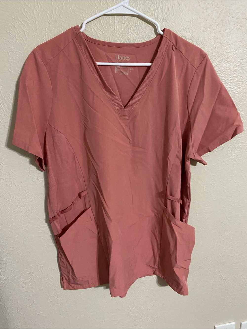 Hanes Women's V-Neck Scrub Top in Dusty Rose